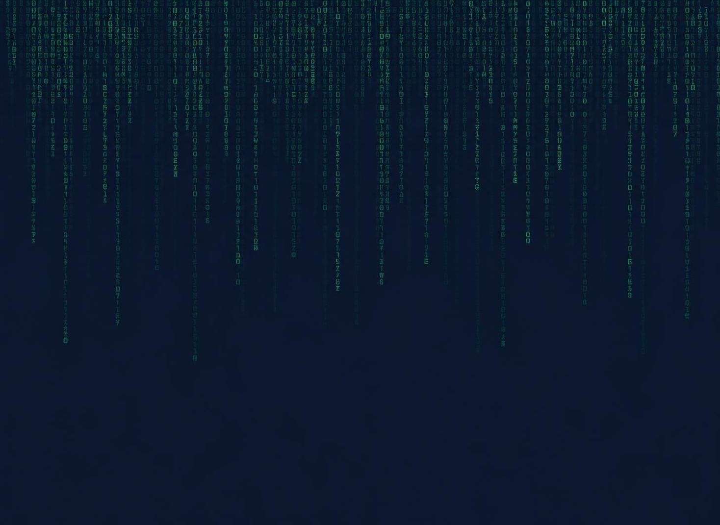 Upright hawk over a dark navy matrix-style digital background
